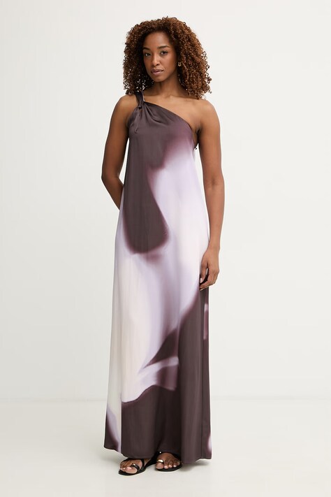 BOSS sukienka z wiskozy Dantea brązowa 50560086