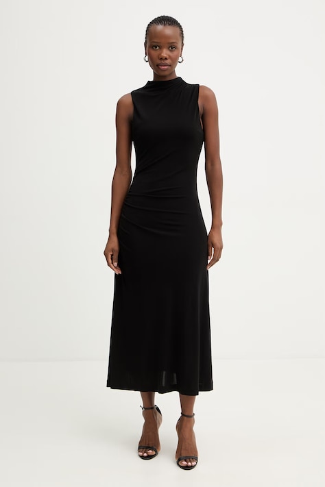 BOSS šaty z viskózy Eylai černé 50557369