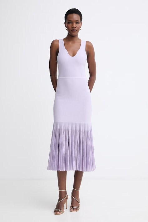 BOSS φόρεμα με lyocell Floe μωβ απλό 50557146