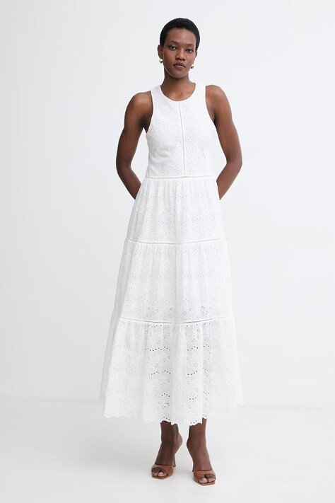 BOSS Orange sukienka letnia bawełniana C Denvia beżowa gładka 50559080