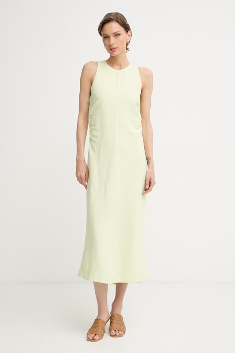 BOSS Orange rochie din in Delinna verde simplă 50559243