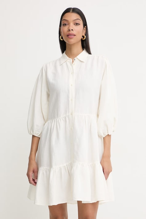 BOSS Orange rochie tip cămașă cu in C Disenna bej simplă 50559265