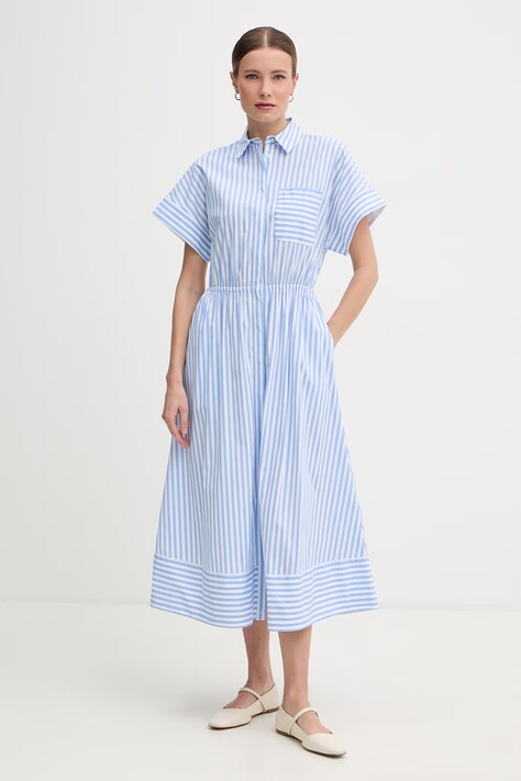 Joop! sukienka letnia z bawełną niebieska w paski 30101379