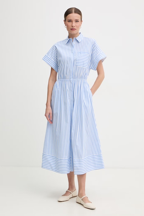 Joop! sukienka letnia z bawełną niebieska w paski 30101379