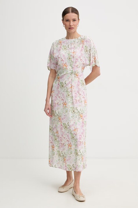 Joop! sukienka z wiskozy beżowa w kwiaty 30101848