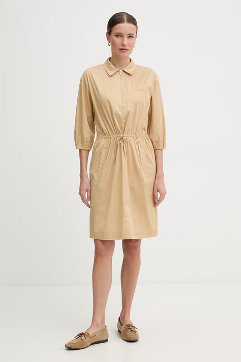 Joop! sukienka z bawełną beżowa gładka 30101861