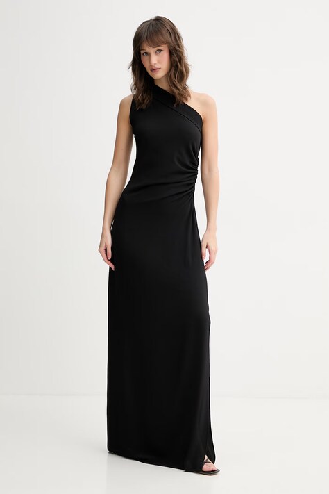 HUGO sukienka drapowana czarna gładka 50557543