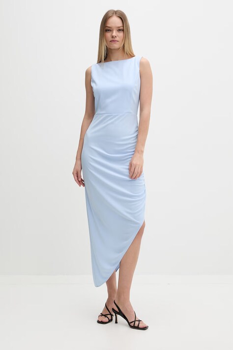 HUGO sukienka Kuzella-1 niebieska gładka 50558218