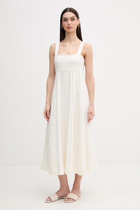 Dkny vestito con lino colore beige DJ6D9174