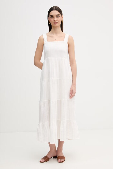 Dkny sukienka bawełniana kolor biały midi rozkloszowana DJ6D9178