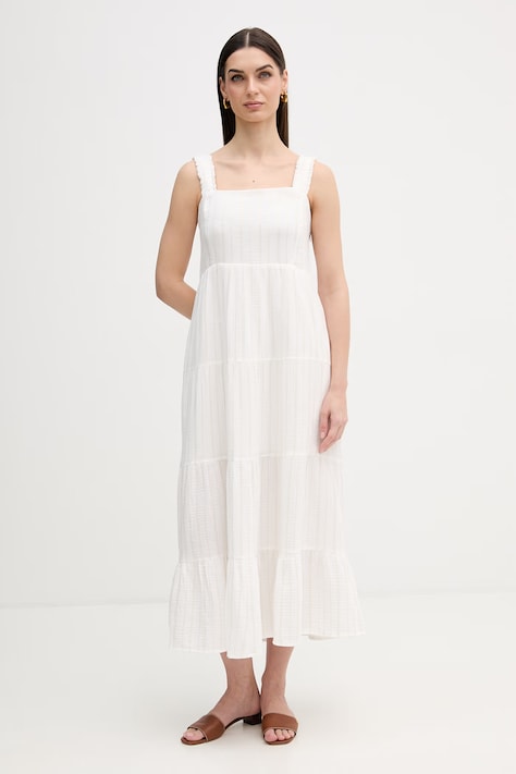 Dkny sukienka bawełniana kolor biały midi rozkloszowana DJ6D9178