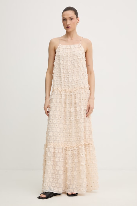 MUNTHE sukienka BOHDANA beżowa gładka 261132426124