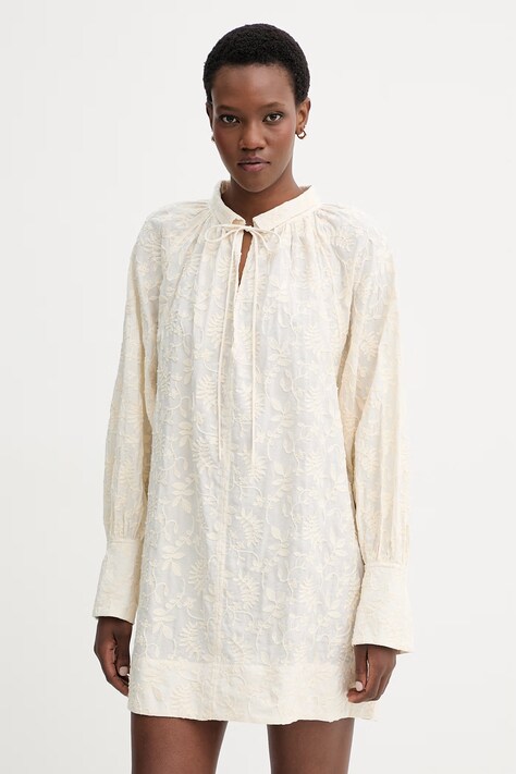 MUNTHE sukienka BETULLI kolor beżowy mini oversize 261132826127