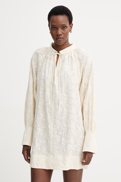 MUNTHE sukienka BETULLI kolor beżowy mini oversize 261132826127