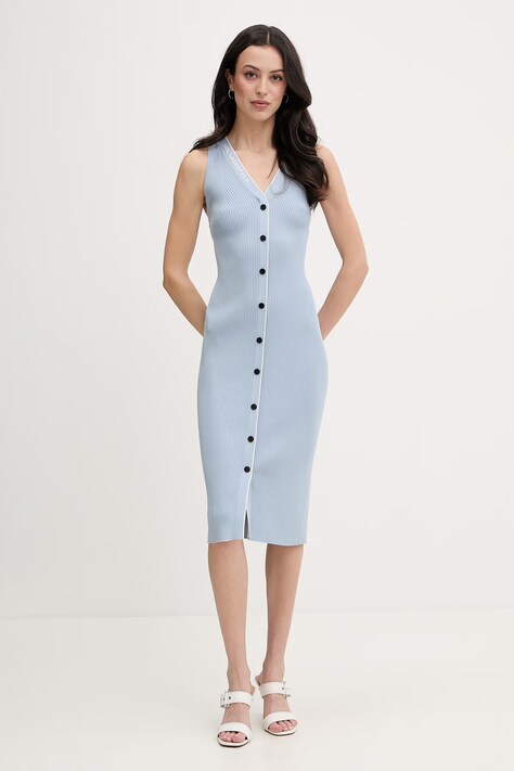 Karl Lagerfeld rochie cu vâscoză albastră, B2W13004