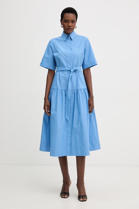 Karl Lagerfeld sukienka koszulowa bawełniana niebieska gładka B2W13017