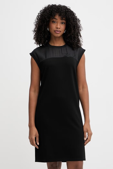 Karl Lagerfeld sukienka z wiskozą czarna B2W13033