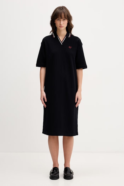 Fred Perry sukienka bawełniana kolor granatowy mini prosta D2173