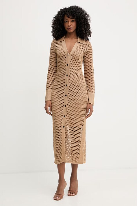 Karl Lagerfeld sukienka letnia z wiskozą brązowa B2W13008