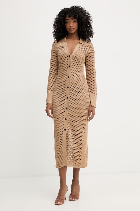 Karl Lagerfeld sukienka letnia z wiskozą brązowa B2W13008