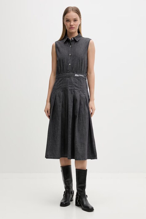 Karl Lagerfeld Jeans sukienka rozkloszowana jeansowa szara gładka B2W13053