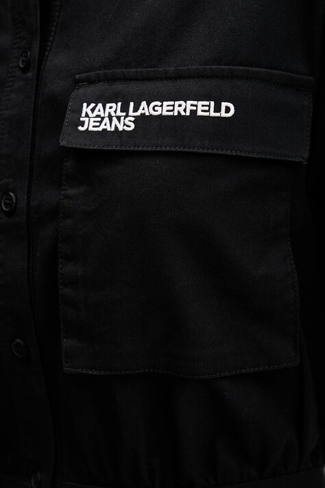 Karl Lagerfeld Jeans сукня-сорочка бавовняна — SS26-SUD1KT, чорний — фото 5