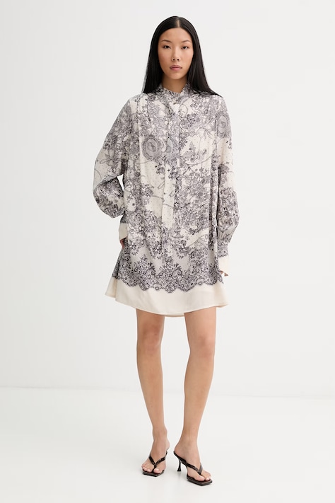 Blugirl Blumarine šaty z viskózy béžové RA6130.T523A