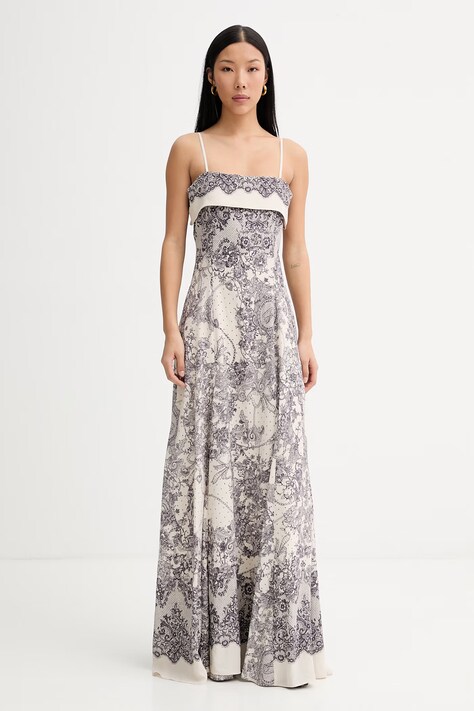 Blugirl Blumarine sukienka z wiskozy beżowa RA6160.T523A