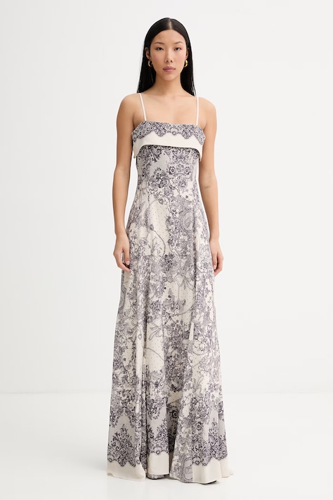 Blugirl Blumarine rochie din vâscoză bej RA6160.T523A