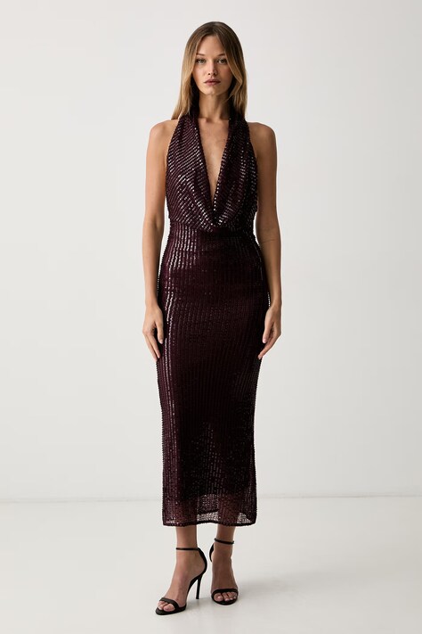 Bardot obleka bordo enobarvna 59814DB2