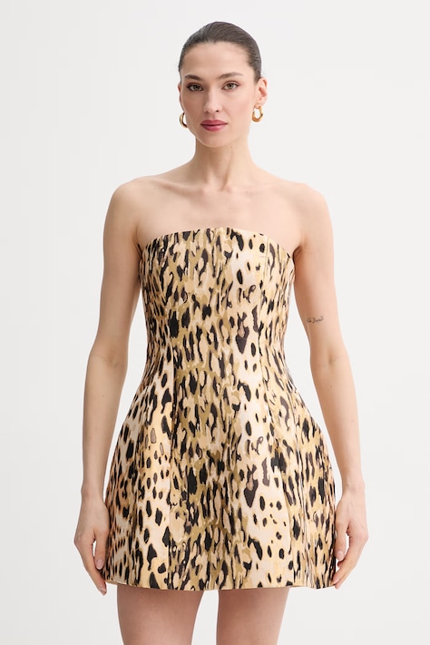 Bardot sukienka złota w panterkę 60314DB1