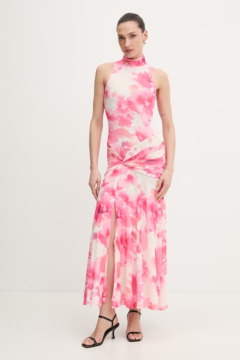 Bardot sukienka kolor różowy maxi dopasowana 60373DB3