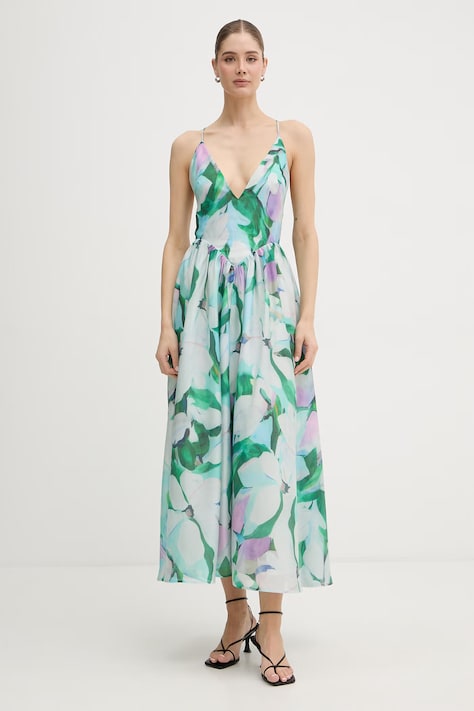 Bardot sukienka gorsetowa z lyocellem różowa w kwiaty