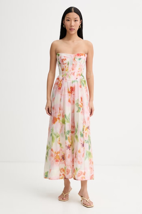 Bardot fűzős lyocell ruha rózsaszín 58164DB7