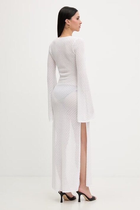 Bardot sukienka letnia z wiskozą biała gładka 60326DB