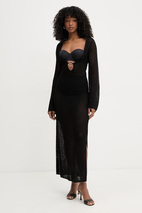 Bardot sukienka letnia z wiskozą czarna gładka 60326DB