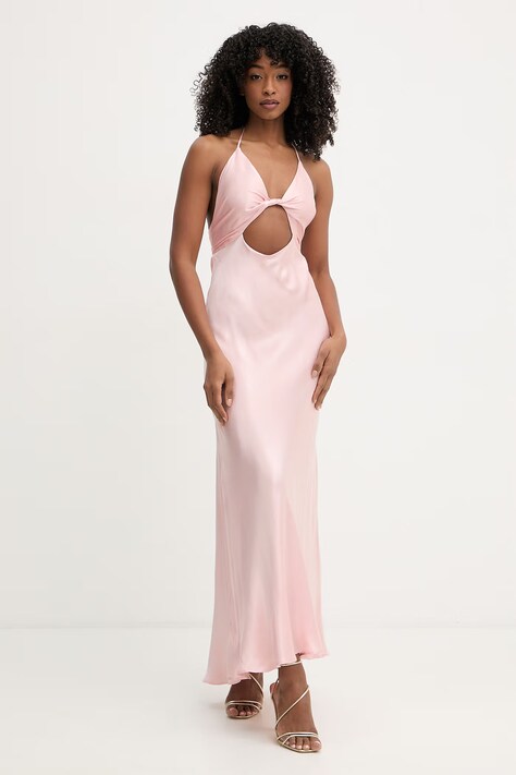 Bardot sukienka bieliźniana z wiskozy różowa gładka 60347DB