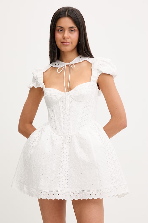 Bardot sukienka gorsetowa bawełniana biała gładka 60210DB