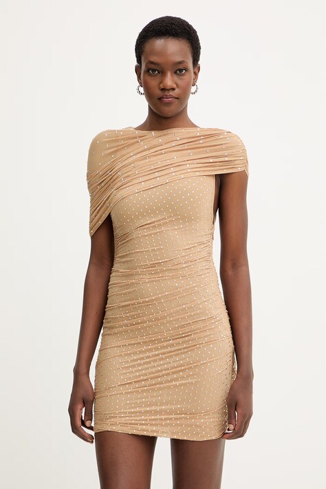 Retrofete sukienka Tianna kolor beżowy mini dopasowana R-HL26-12190-17