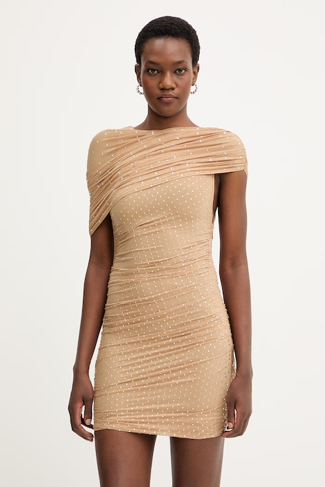Retrofete sukienka Tianna kolor beżowy mini dopasowana R-HL26-12190-17