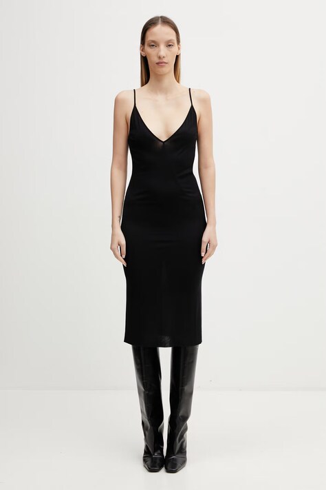 Rick Owens Lilies sukienka letnia gładka z wiskozy czarna LI01F7567.RV