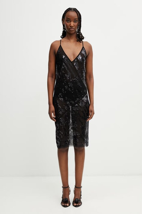 Rick Owens Lilies білизняна сукня паєтки чорна LI01F7567.TUSM21