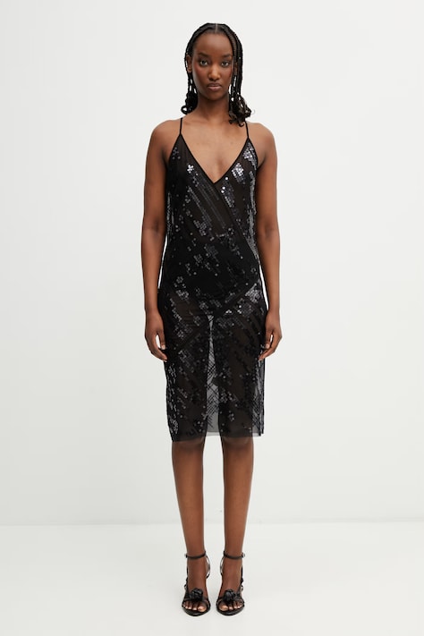 Rick Owens Lilies рокля бельо с пайети черна LI01F7567.TUSM21