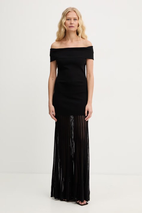 MICHAEL Michael Kors sukienka hiszpanka z wiskozy czarna gładka MS683HGBFD