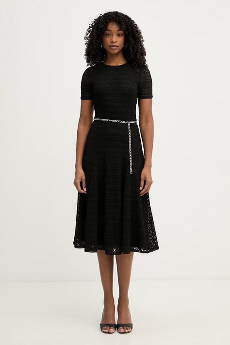 MICHAEL Michael Kors sukienka rozkloszowana czarna gładka MS683DUKS1