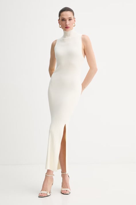 La Mania sukienka z wiskozy ONDRIA beżowa gładka ONDRIA