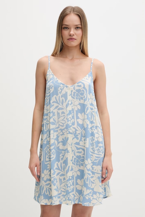 Rip Curl sukienka letnia z wiskozy PARTY PACK niebieska w kwiaty 08UWDR