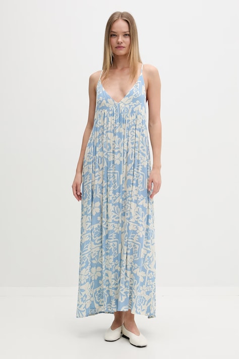 Rip Curl sukienka letnia z wiskozy PARTY PACK niebieska w kwiaty 08VWDR