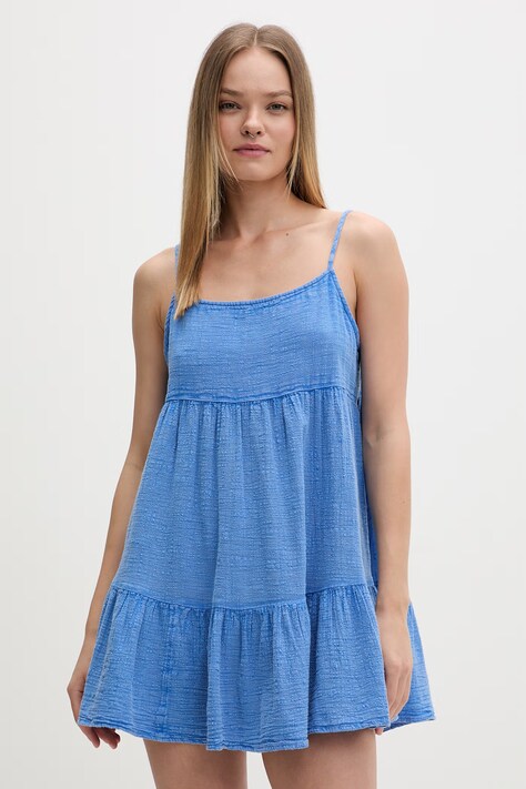 Rip Curl sukienka bawełniana CLASSIC SURF niebieska gładka 09JWDR