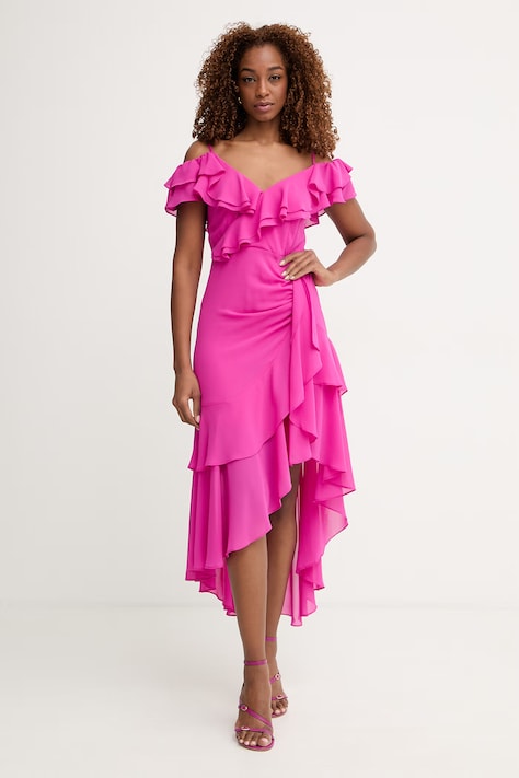 Morgan sukienka rozkloszowana różowa gładka RJOLIE